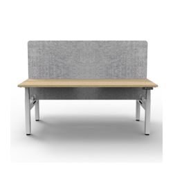 Rapid Boost Plus Height Adjustable Desk with Grey Eco Screen Back To Back 1500mm White Frame Natural Oak Top