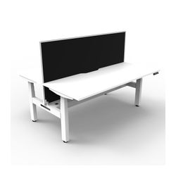 Rapid Boost Plus Height Adjustable Desk with Screen & Cable Tray Back To Back 1800mm White Frame Natural White Top