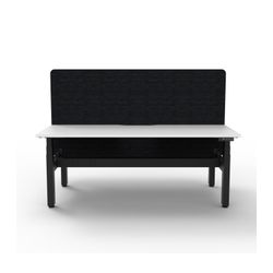 Rapid Boost Plus Height Adjustable Desk with Black Eco Screen & Cable Tray Back To Back 1200mm Black Frame Natural White Top