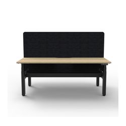 Rapid Boost Plus Height Adjustable Desk with Black Eco Screen & Cable Tray Back To Back 1200mm Black Frame Natural Oak Top