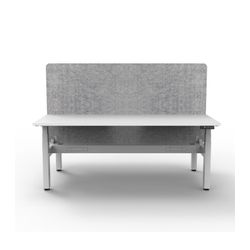 Rapid Boost Plus Height Adjustable Desk with Grey Eco Screen & Cable Tray Back To Back 1200mm White Frame Natural White Top