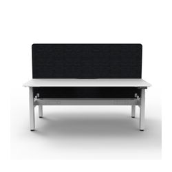 Rapid Boost Plus Height Adjustable Desk with Black Eco Screen & Cable Tray Back To Back 1500mm White Frame Natural White Top