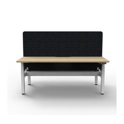 Rapid Boost Plus Height Adjustable Desk with Black Eco Screen & Cable Tray Back To Back 1500mm White Frame Natural Oak Top