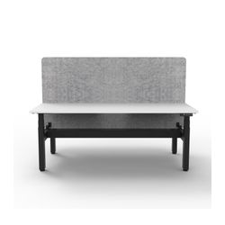 Rapid Boost Plus Height Adjustable Desk with Grey Eco Screen & Cable Tray Back To Back 1800mm Black Frame Natural White Top
