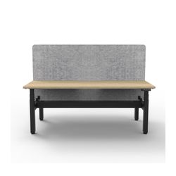 Rapid Boost Plus Height Adjustable Desk with Grey Eco Screen & Cable Tray Back To Back 1800mm Black Frame Natural Oak Top
