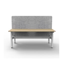 Rapid Boost Plus Height Adjustable Desk with Grey Eco Screen & Cable Tray Back To Back 1800mm White Frame Natural Oak Top