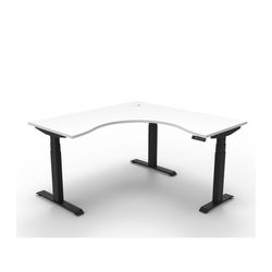 Rapid Boost Plus Height Adjustable Workstation 1500x1500mm Black Frame Natural White Top