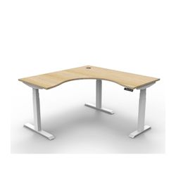 Rapid Boost Plus Height Adjustable Workstation 1500x1500mm White Frame Natural Oak Top