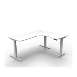 Rapid Boost Plus Height Adjustable Workstation 1800x1500mm White Frame Natural White Top