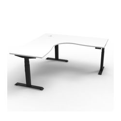 Rapid Boost Plus Height Adjustable Workstation 1800x1800mm Black Frame Natural White Top
