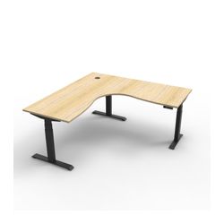 Rapid Boost Plus Height Adjustable Workstation 1800x1800mm Black Frame Natural Oak Top