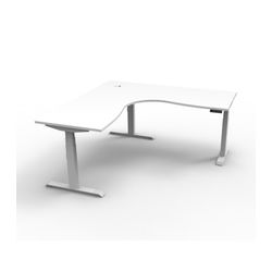 Rapid Boost Plus Height Adjustable Workstation 1800x1800mm White Frame Natural White Top
