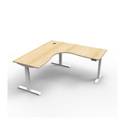 Rapid Boost Plus Height Adjustable Workstation 1800x1800mm White Frame Natural Oak Top