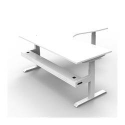 Rapid Boost Plus Height Adjustable Workstation with Cable Tray 1800x1800mm White Frame Natural White Top