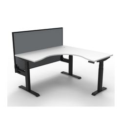 Rapid Boost Plus Height Adjustable Workstation with Screen 1500x1500mm Black Frame Natural White Top