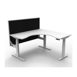 Rapid Boost Plus Height Adjustable Workstation with Screen 1500x1500mm White Frame Natural White Top