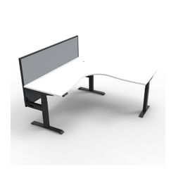Rapid Boost Plus Height Adjustable Workstation with Screen 1800x1800mm Black Frame Natural White Top