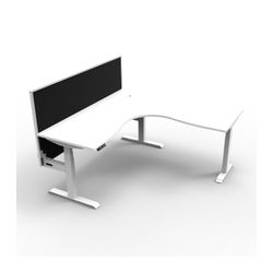 Rapid Boost Plus Height Adjustable Workstation with Screen 1800x1800mm White Frame Natural White Top