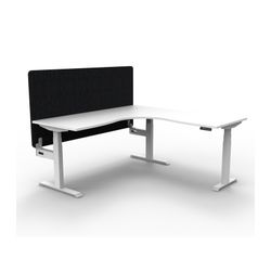 Rapid Boost Plus Height Adjustable Workstation with Black Eco Screen 1500x1500mm White Frame Natural White Top