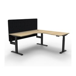 Rapid Boost Plus Height Adjustable Workstation with Black Eco Screen 1800x1500mm Black Frame Natural Oak Top