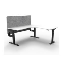 Rapid Boost Plus Height Adjustable Workstation with Grey Eco Screen 1800x1500mm Black Frame Natural White Top