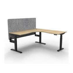 Rapid Boost Plus Height Adjustable Workstation with Grey Eco Screen 1800x1500mm Black Frame Natural Oak Top