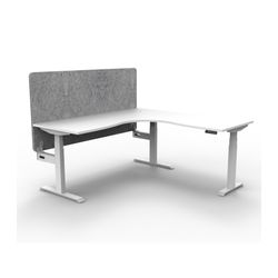 Rapid Boost Plus Height Adjustable Workstation with Grey Eco Screen 1800x1800mm White Frame Natural White Top
