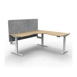 Rapid Boost Plus Height Adjustable Workstation with Grey Eco Screen 1800x1800mm White Frame Natural Oak Top