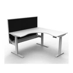 Rapid Boost Plus Height Adjustable Workstation with Screen & Cable Tray 1500x1500mm White Frame Natural White Top