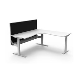 Rapid Boost Plus Height Adjustable Workstation with Screen & Cable Tray 1800x1800mm White Frame Natural White Top
