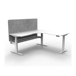 Rapid Boost Plus Height Adjustable Workstation with Grey Eco Screen & Cable Tray 1800x1500mm White Frame Natural White Top