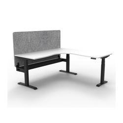 Rapid Boost Plus Height Adjustable Workstation with Grey Eco Screen & Cable Tray 1800x1800mm Black Frame Natural White Top