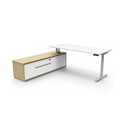 Halo Plus Executive Desk & Left Hand Side Cabinet - White Frame 1800x750mm Natural White Desktop