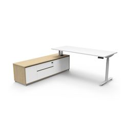 Halo Plus Executive Desk & Left Hand Side Cabinet - White Frame 1800x900mm Natural White Desktop