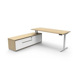 Halo Plus Executive Desk & Left Hand Side Cabinet - White Frame 1800x900mm Natural Oak Desktop