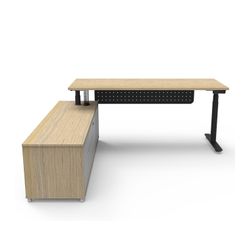 Halo Plus Executive Desk & Left Hand Side Cabinet & Modesty Panel - Black Frame 1800x750mm Natural Oak Desktop