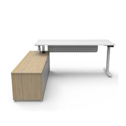 Halo Plus Executive Desk & Left Hand Side Cabinet & Modesty Panel - White Frame 1800x750mm Natural White Desktop