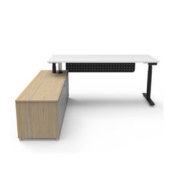 Halo Plus Executive Desk & Left Hand Side Cabinet & Modesty Panel - Black Frame 1800x900mm Natural White Desktop
