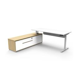 Halo Plus Executive Desk & Left Hand Side Cabinet & Modesty Panel - White Frame 1800x900mm Natural White Desktop