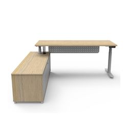 Halo Plus Executive Desk & Left Hand Side Cabinet & Modesty Panel - White Frame 1800x900mm Natural Oak Desktop