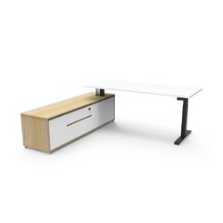 Boost Plus Executive Desk & Left Hand Side Cabinet - Black Frame 1800x750mm Natural White Desktop