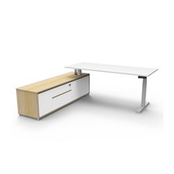 Boost Plus Executive Desk & Left Hand Side Cabinet - White Frame 1800x750mm Natural White Desktop
