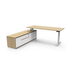 Boost Plus Executive Desk & Left Hand Side Cabinet - White Frame 1800x750mm Natural Oak Desktop