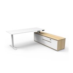 Boost Plus Executive Desk & Right Hand Side Cabinet - White Frame 1800x750mm Natural White Desktop