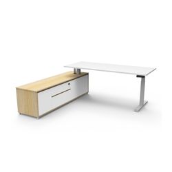 Boost Plus Executive Desk & Left Hand Side Cabinet - White Frame 1800x900mm Natural White Desktop