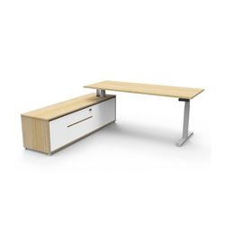 Boost Plus Executive Desk & Left Hand Side Cabinet - White Frame 1800x900mm Natural Oak Desktop