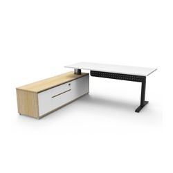 Halo Plus Executive Desk & Left Hand Side Cabinet & Modesty Panel - Black Frame 1800x750mm Natural White Desktop