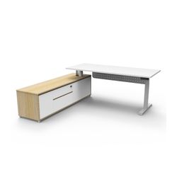 Halo Plus Executive Desk & Left Hand Side Cabinet & Modesty Panel - White Frame 1800x750mm Natural White Desktop