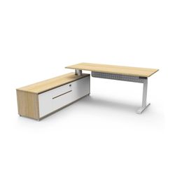 Halo Plus Executive Desk & Left Hand Side Cabinet & Modesty Panel - White Frame 1800x750mm Natural Oak Desktop