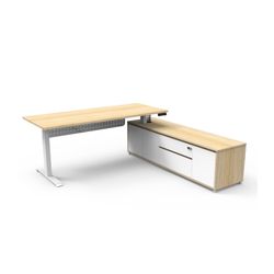 Halo Plus Executive Desk & Right Hand Side Cabinet & Modesty Panel - White Frame 1800x750mm Natural Oak Desktop